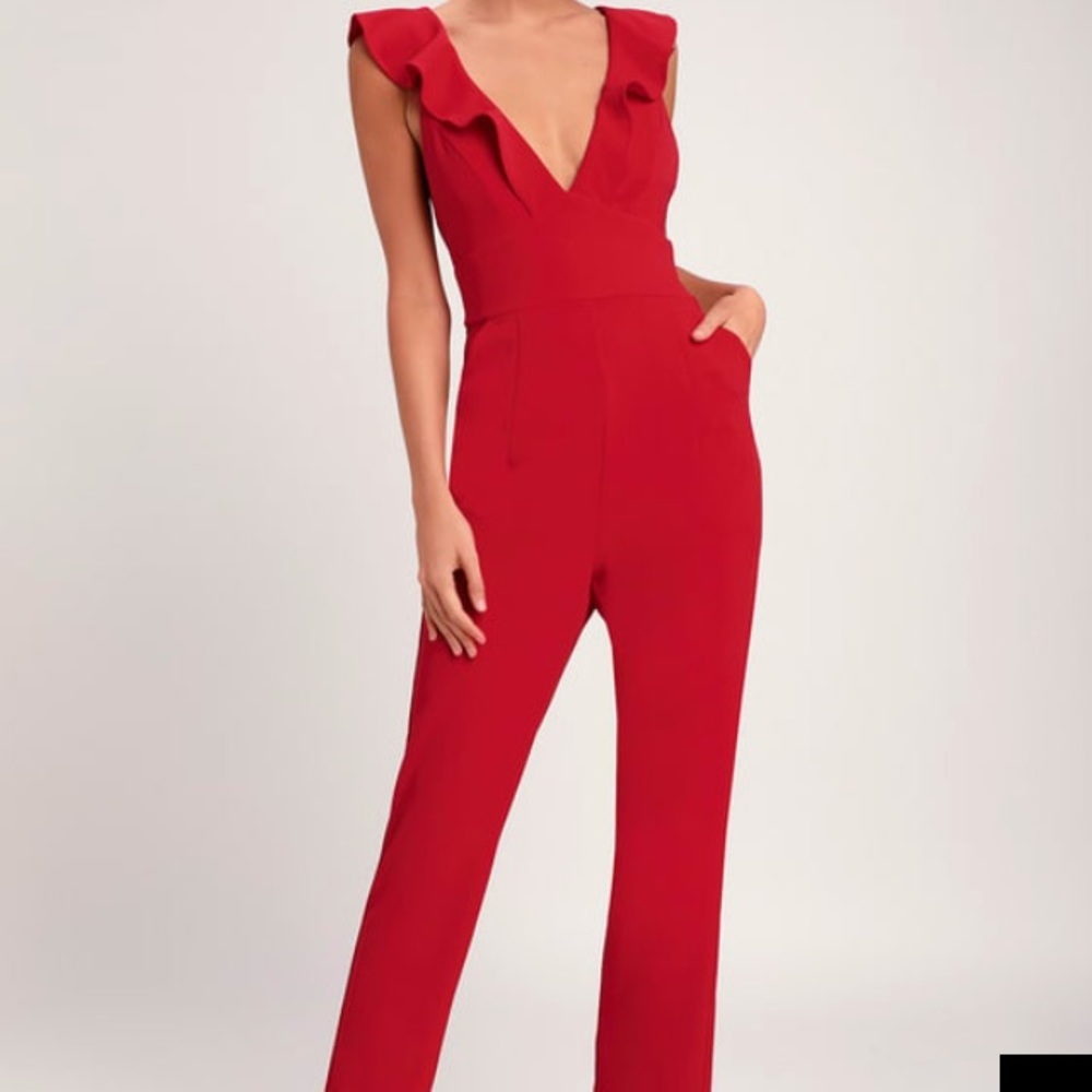 Lulus Leilani Red Ruffled Jumpsuit - oos online